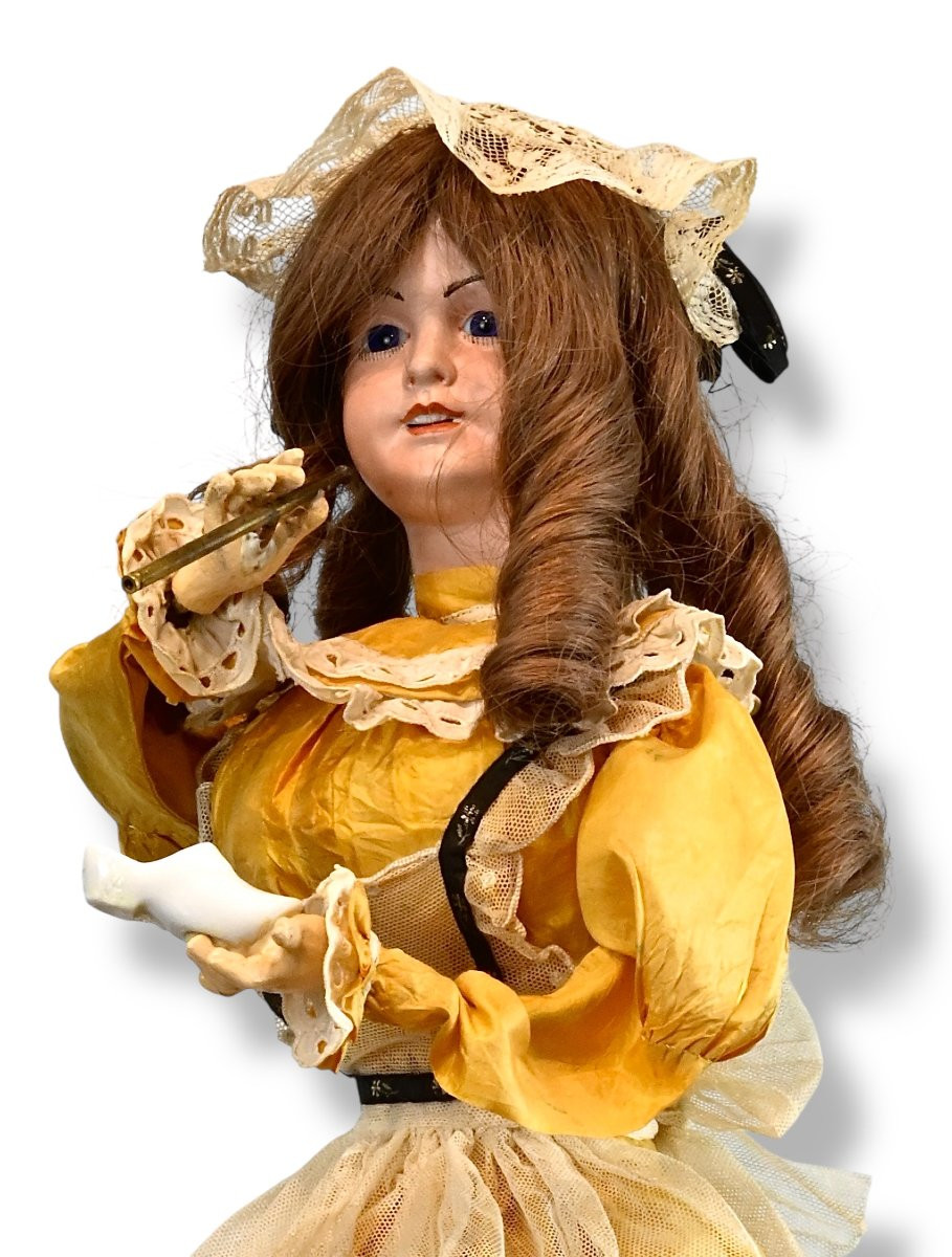 Automa Di Bambola Soffia-bolle Realizzato dal famoso artigiano Michel Marcu - XX Secolo-photo-4